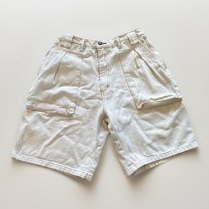 Vintage‎ Nikoata Short Mens 30 Jorts White Denim 90s Utility Grunge Workwear